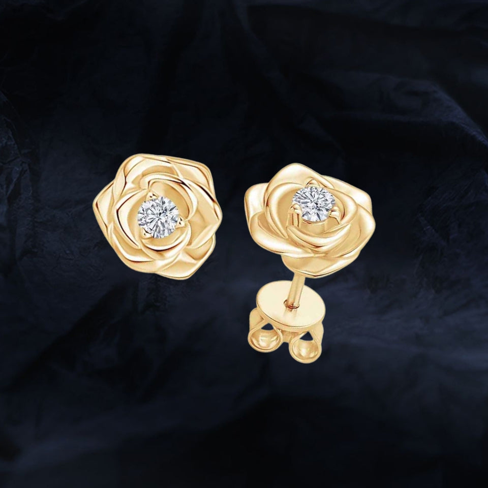 Rose Flower Moissanite Stud