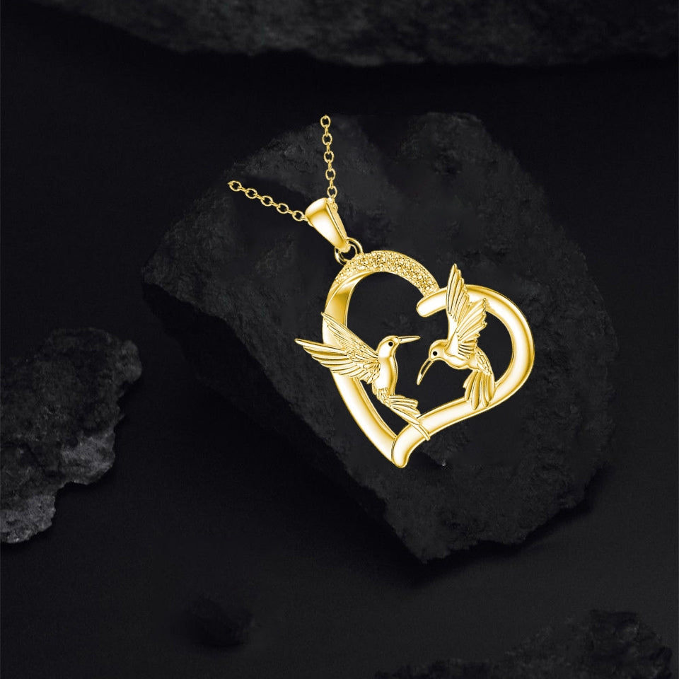Hummingbird Heart Pendant Necklace