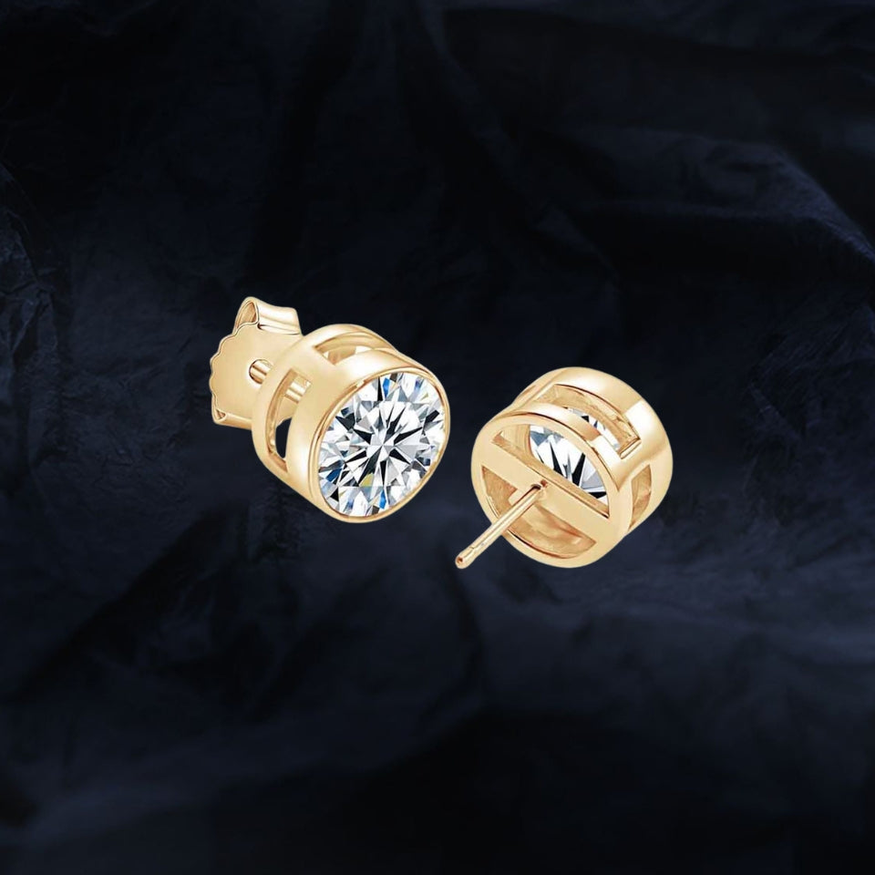 Classic Solitaire Diamond Bezel Set Stud