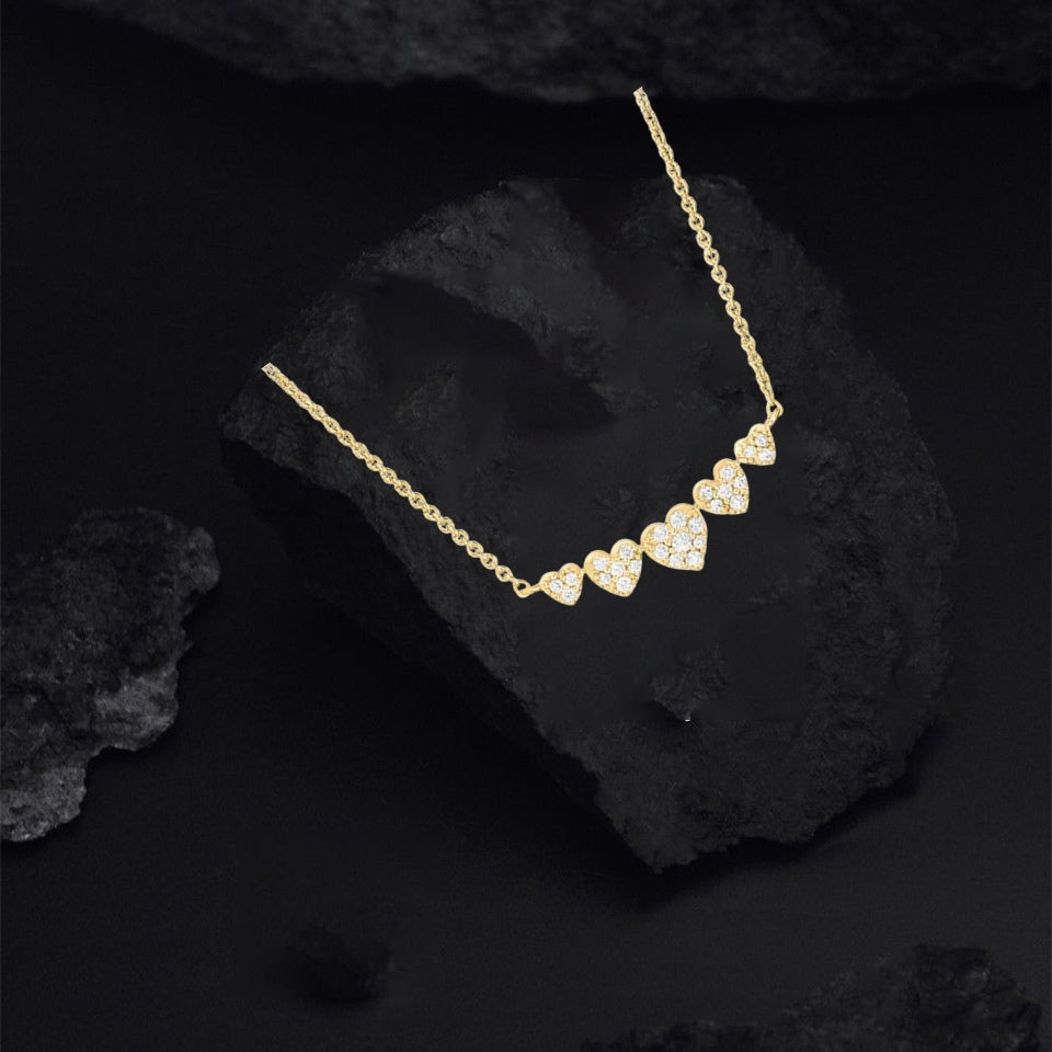 Five Heart Bar Pendant Necklace