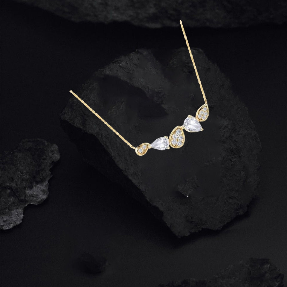 Pear Shape Cluster Pendant Necklace