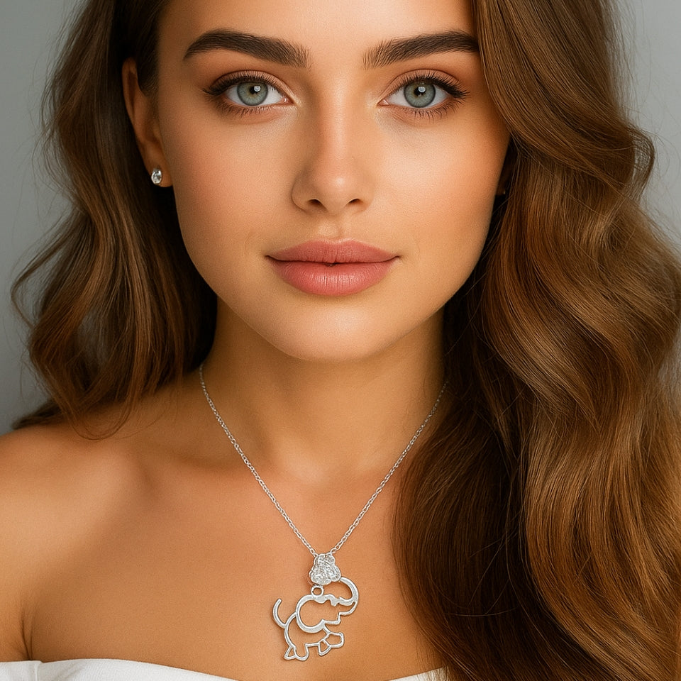 Moissanite Elephant Pendant Necklace