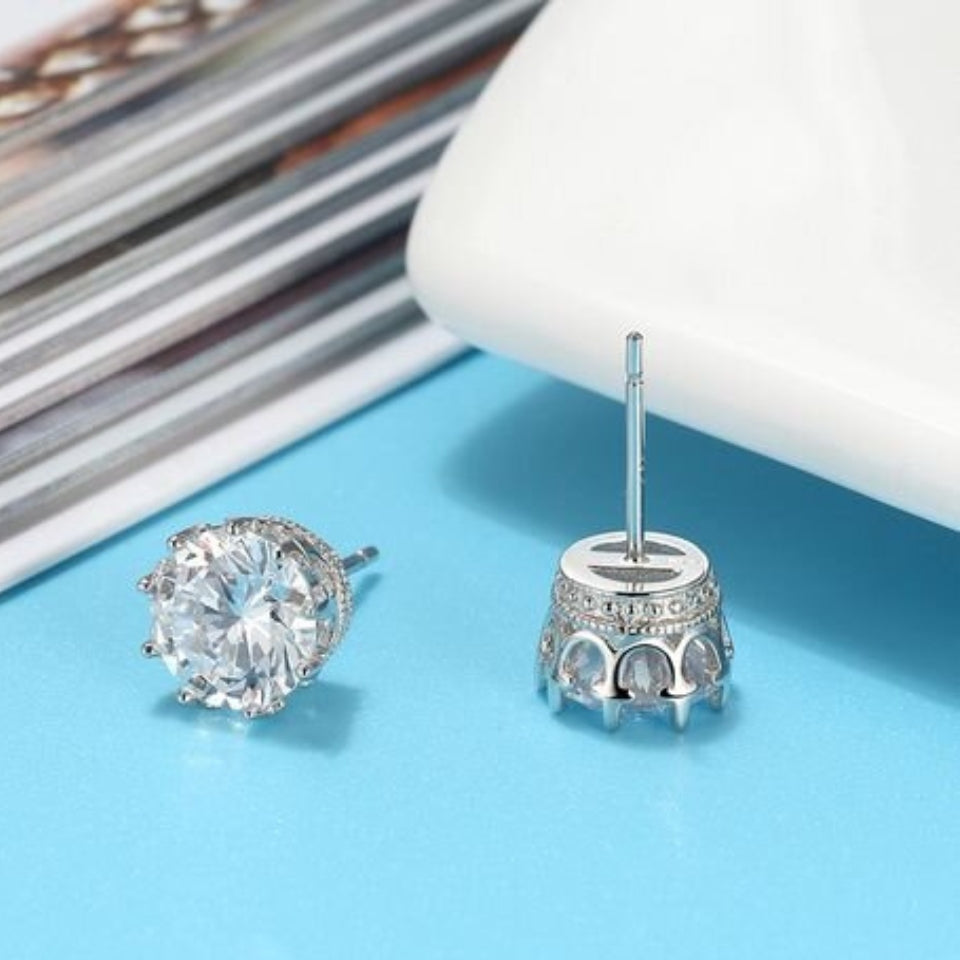Crown Moissanite Friciton Back Stud