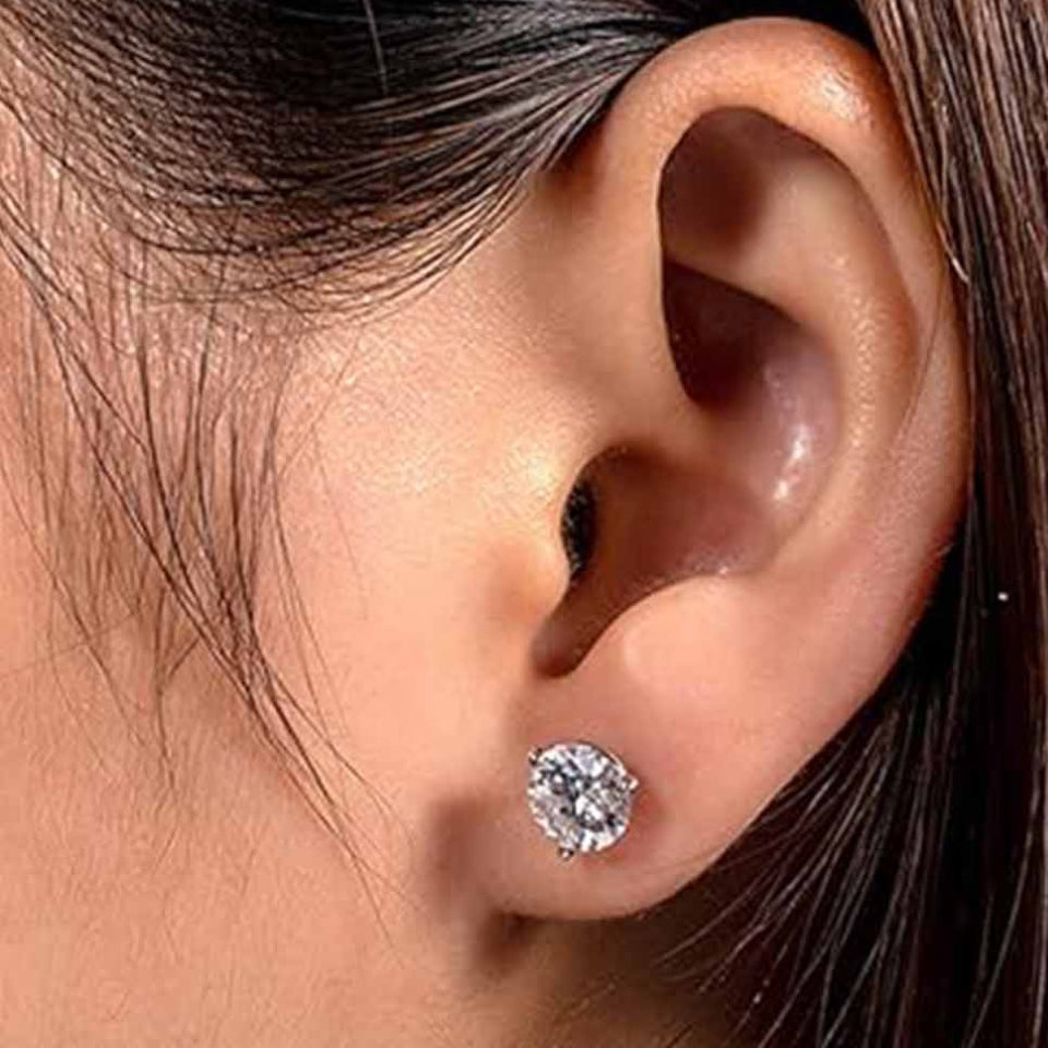 Martini Round Moissanite Solitaire Stud