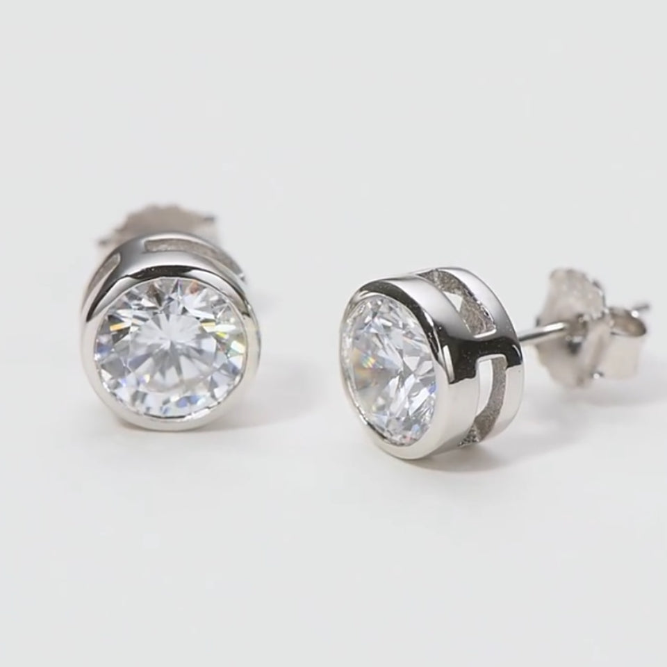 Classic Solitaire Diamond Bezel Set Stud