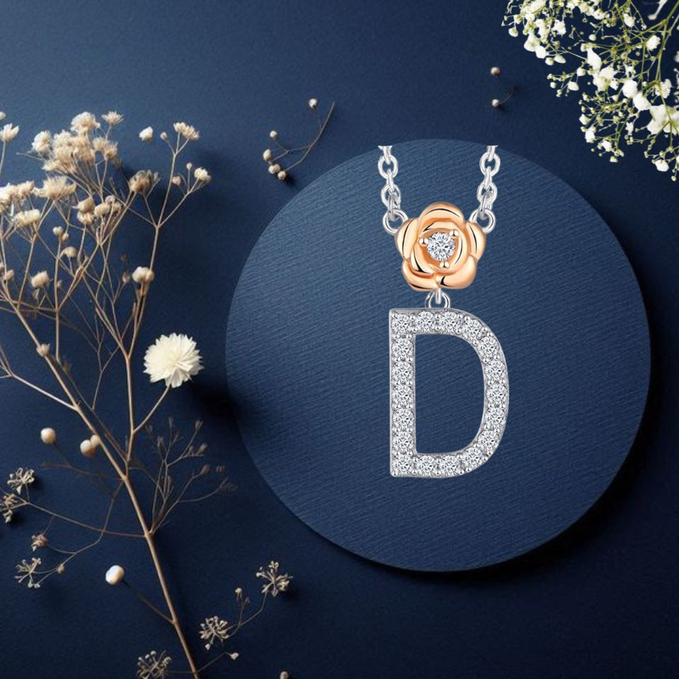 Alphabet Flower Pendant Necklace