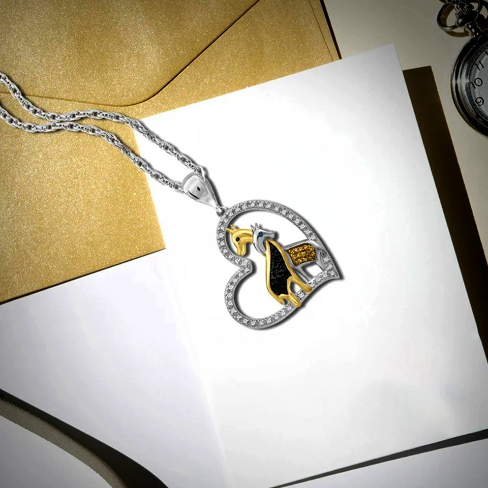 Giraffe Love Heart Pendant Necklace