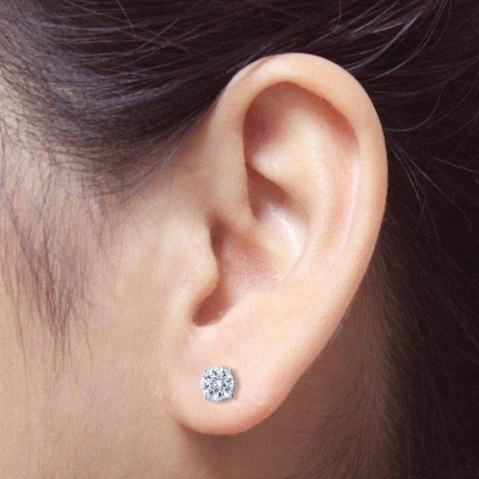 Round Moissanite Vintage Solitaire Stud