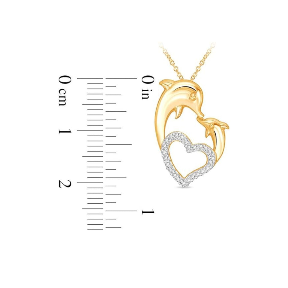 Mother Love Dolphin Heart Pendant Necklace