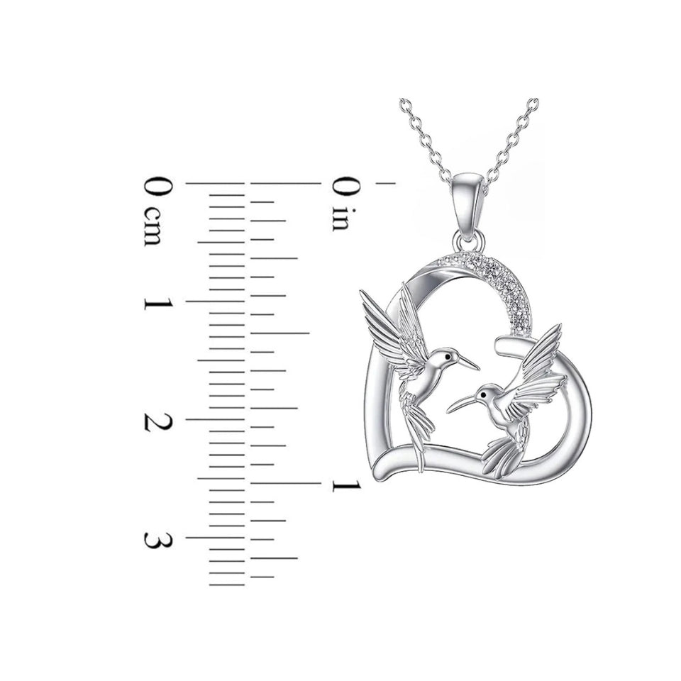 Hummingbird Heart Pendant Necklace