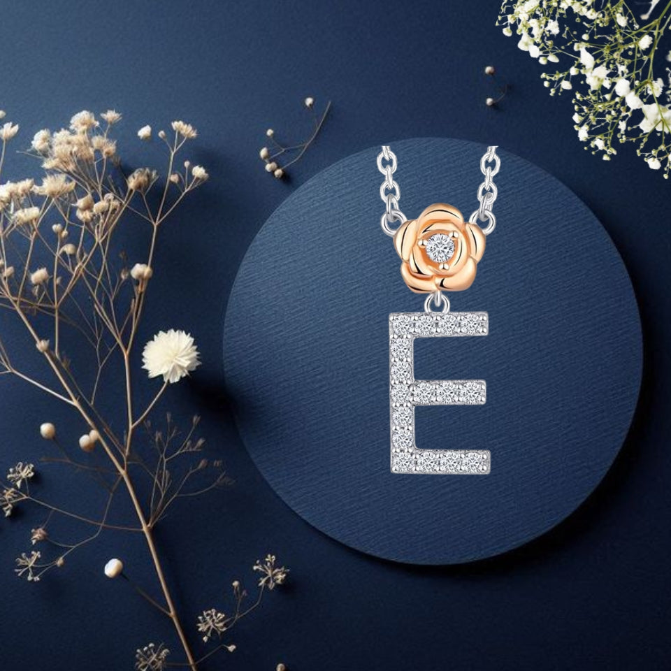 Alphabet Flower Pendant Necklace