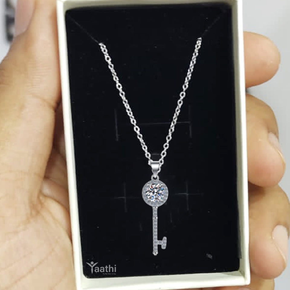 Moissanite Key Pendant Necklace