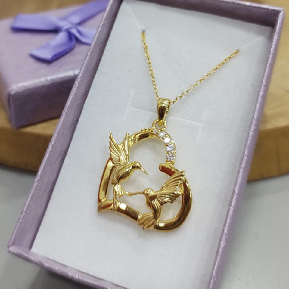 Hummingbird Heart Pendant Necklace