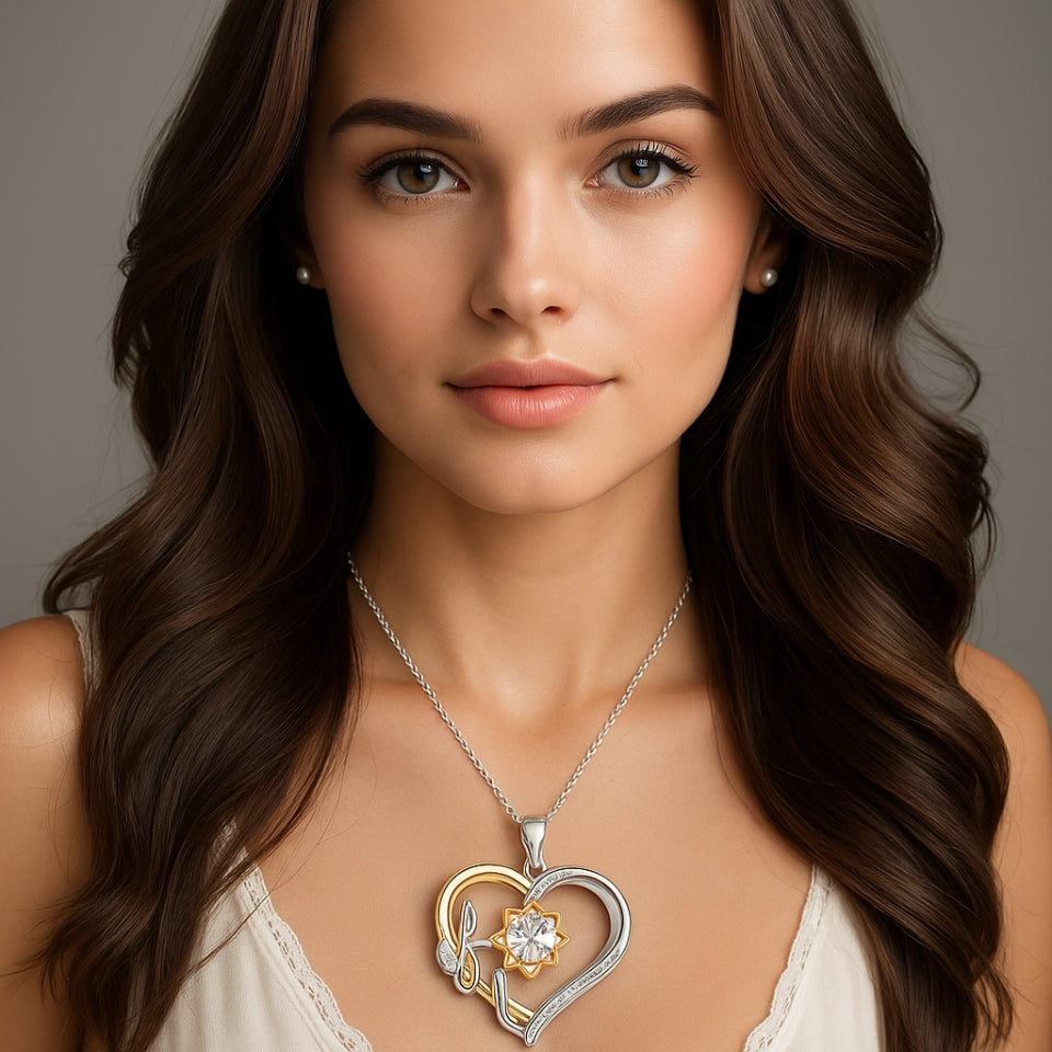 Flower heart Pendant Necklace