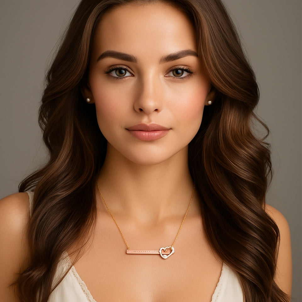 Infinity Heart Bar Pendant Necklace