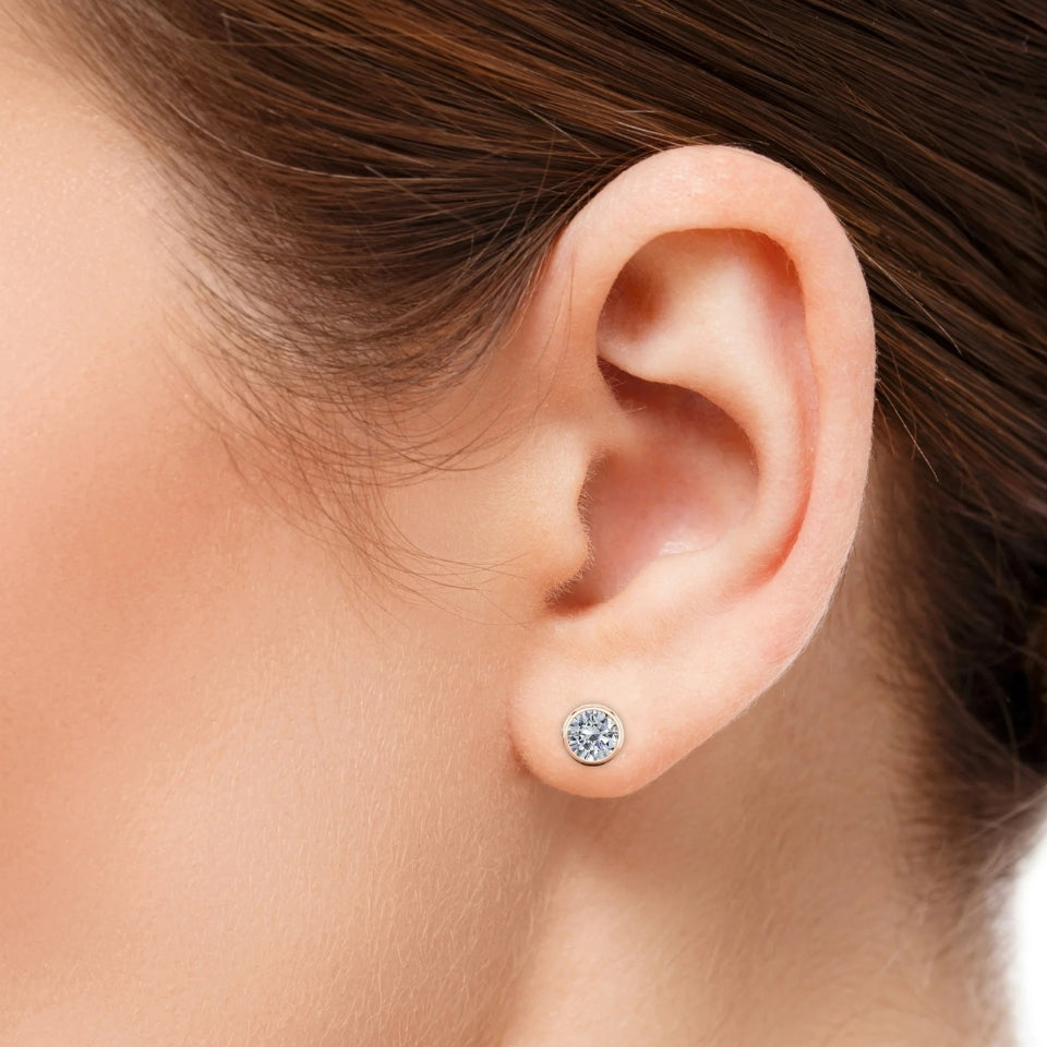 Classic Solitaire Diamond Bezel Set Stud