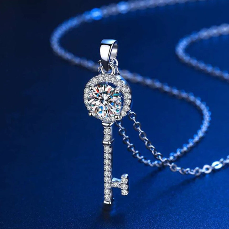 Moissanite Key Pendant Necklace
