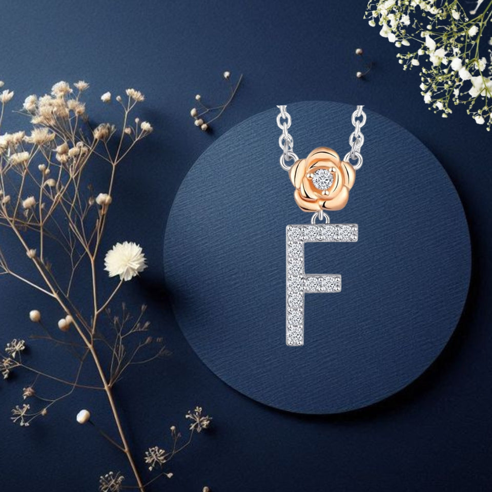 Alphabet Flower Pendant Necklace