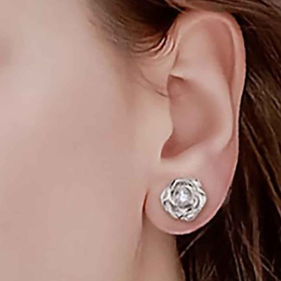Rose Flower Moissanite Stud