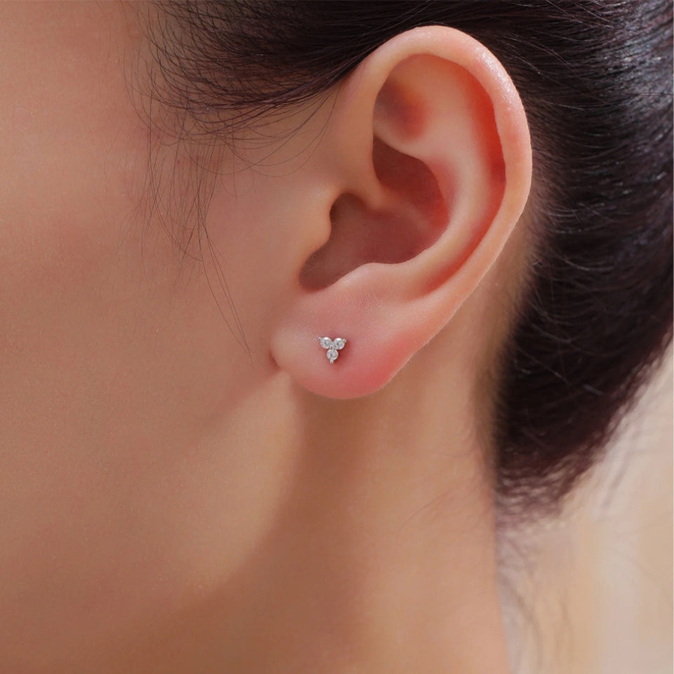 Moissanite Trio Trinity Stud