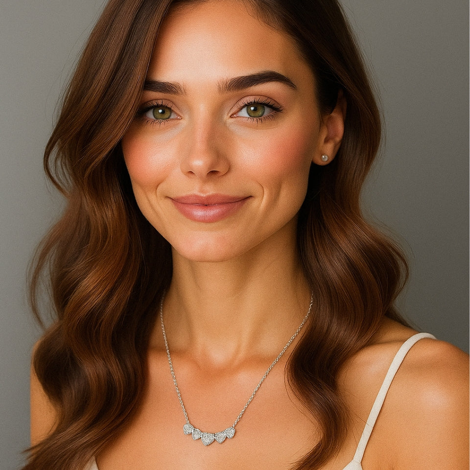 Five Heart Bar Pendant Necklace