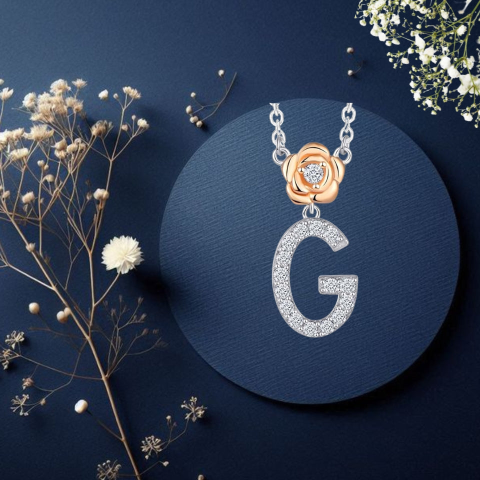 Alphabet Flower Pendant Necklace