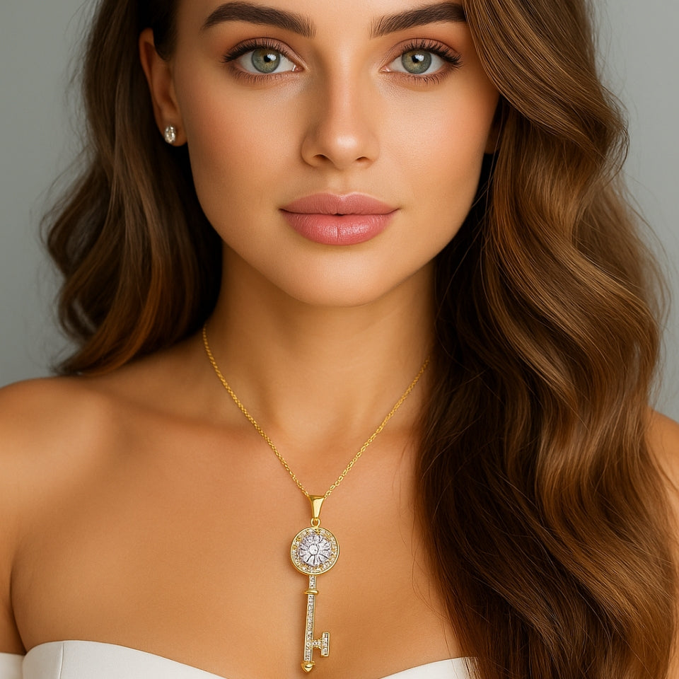 Moissanite Key Pendant Necklace