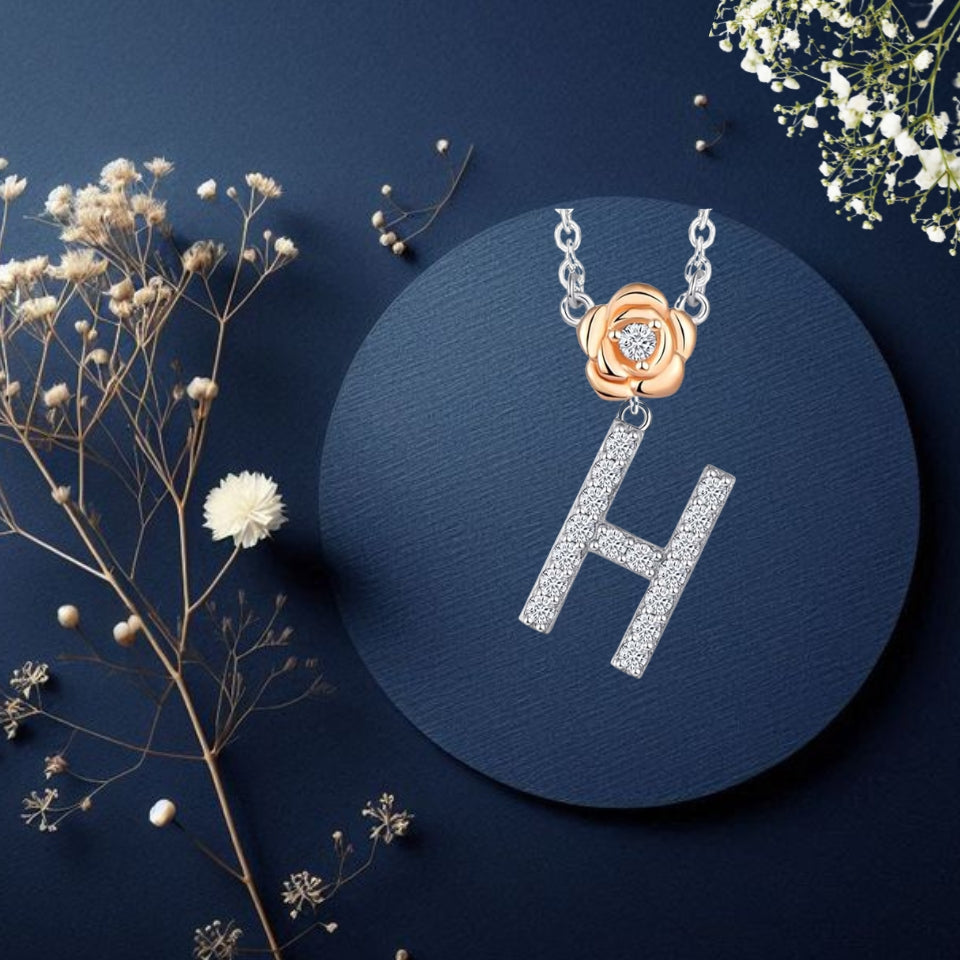 Alphabet Flower Pendant Necklace
