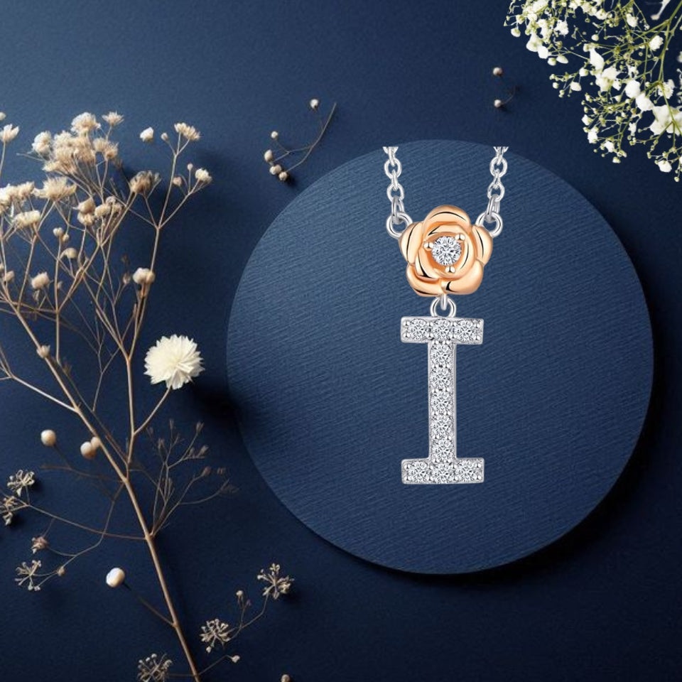 Alphabet Flower Pendant Necklace