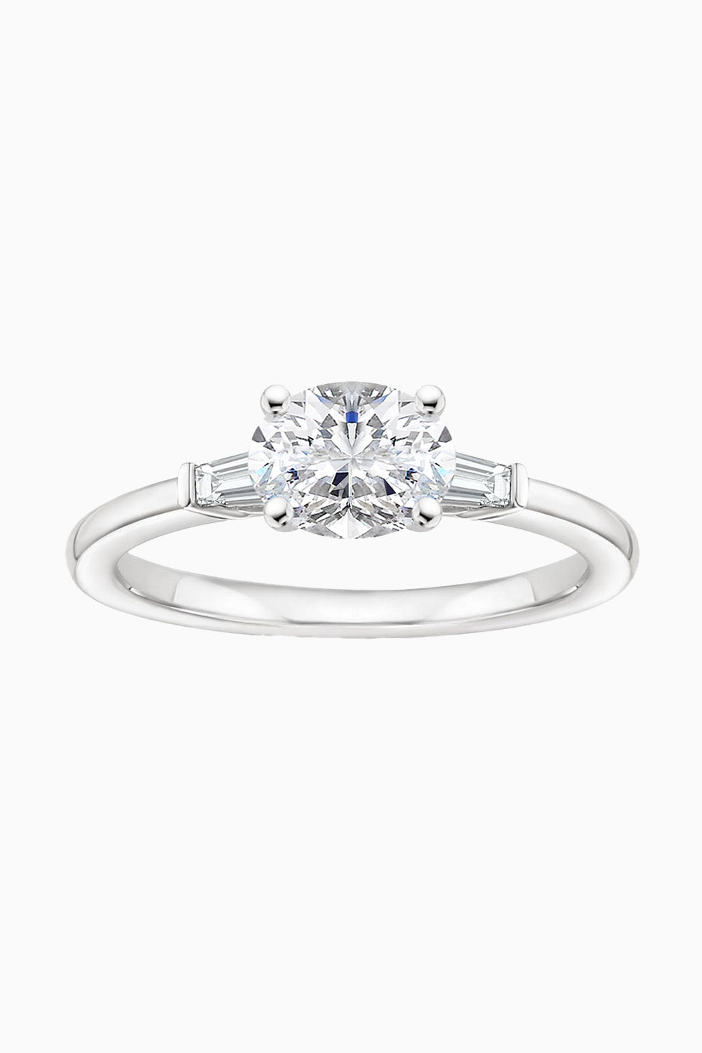 Baguette and Oval Moissanite Three Stone Ring