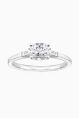 Baguette and Oval Moissanite Three Stone Ring