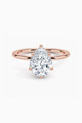 Hidden Halo Pear Shape Moissanite Ring