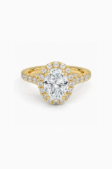 Oval Shape Moissanite Halo Ring