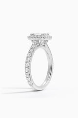 Emerald Cut Moissanite Halo Ring