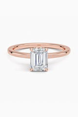 Hidden halo Emerald Cut Moissanite Ring