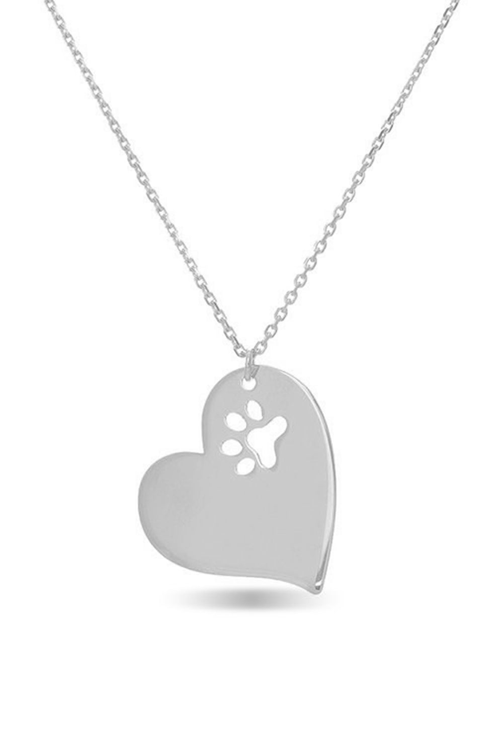 Dog Paw Print Cutout Heart Pendant Necklace