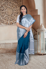 Silver Chanderi Cotton Saree