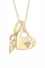 Paw Print Heart Angel Wing Pendant Necklace