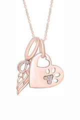 Paw Print Heart Angel Wing Pendant Necklace