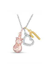 Snowman, Heart and Candy Cane Charms Pendant Necklace