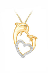 Mother Love Dolphin Heart Pendant Necklace