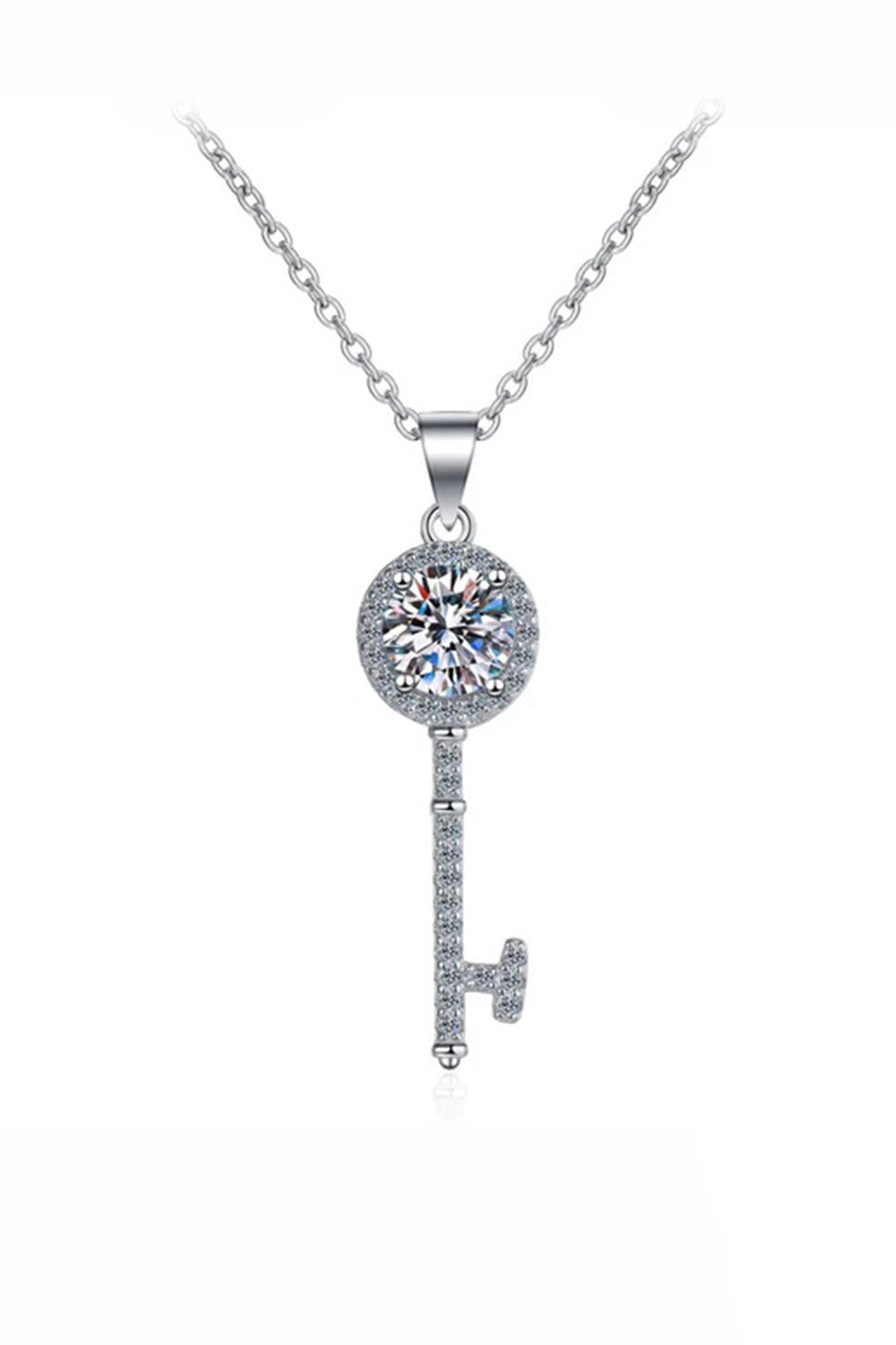 Moissanite Key Pendant Necklace