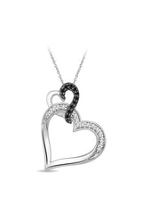 Black and White Double Heart Pendant Necklace