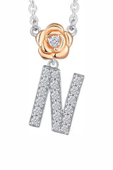N Letter Flower Pendant Necklace