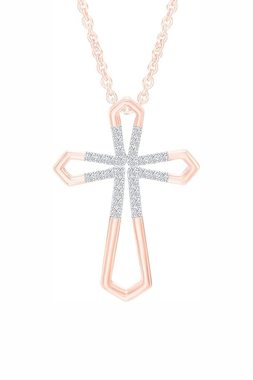 Rose Gold Color Open Cross Pendant Necklace, Cross Jewellery 