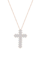 Rose Gold Color Moissanite Chevron Cross Pendant Necklace, Jewellery