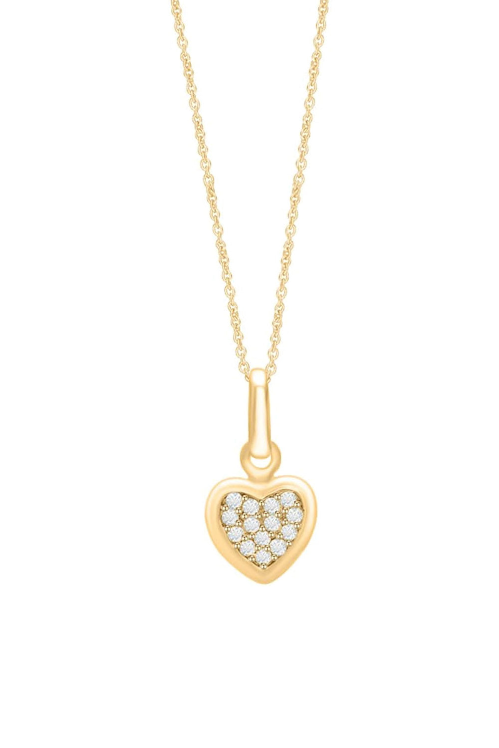 Yellow Gold Color Round Moissanite Cluster Heart Pendant Necklace