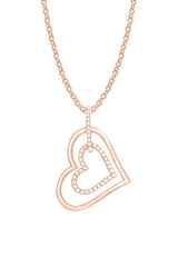 Rose Gold Color Moissanite Double Heart Pendant Necklace