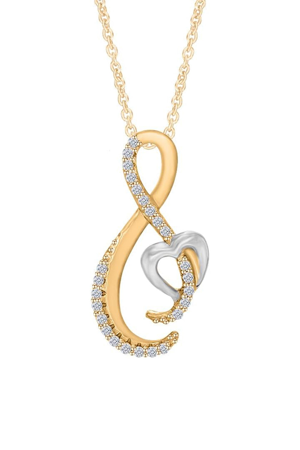 Yellow Gold Color Moissanite Infinity Heart Pendant Necklace