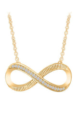 Yellow Gold Color 1/4 Carat Sideways Infinity Pendant Necklace